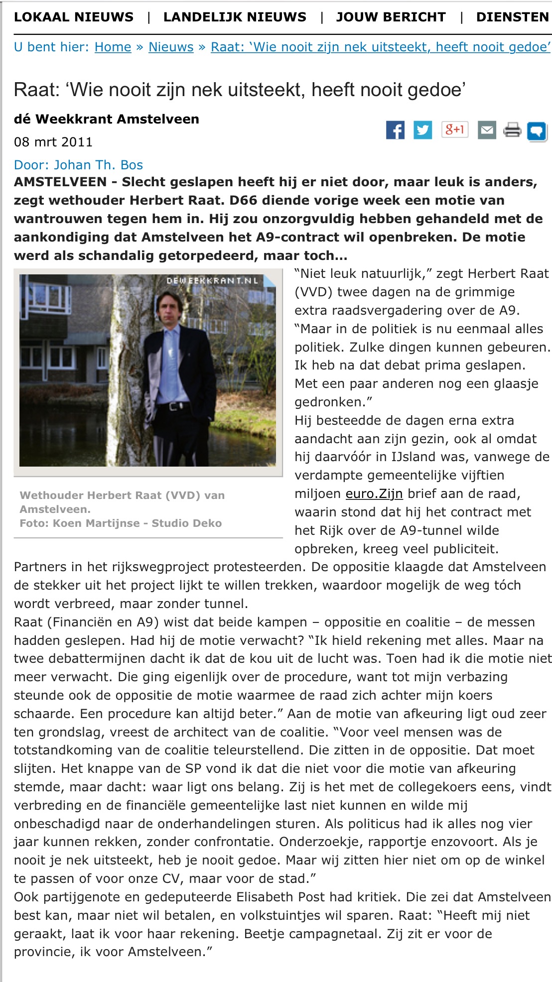 2011-8 maart A9 de weekkrant motie van afkeuring herbert raat