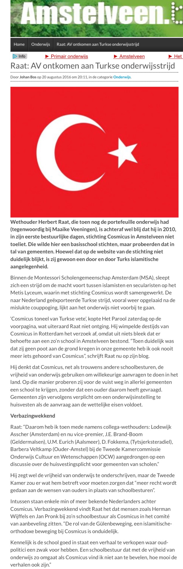 2016-20 augustus Amstelveenblog.nl: Herbert Raat over Cosmicus Amstelveen