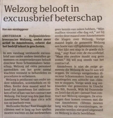 2014-23-6 Parool Excuus Welzorg aan Herbert Raat Amstelveen
