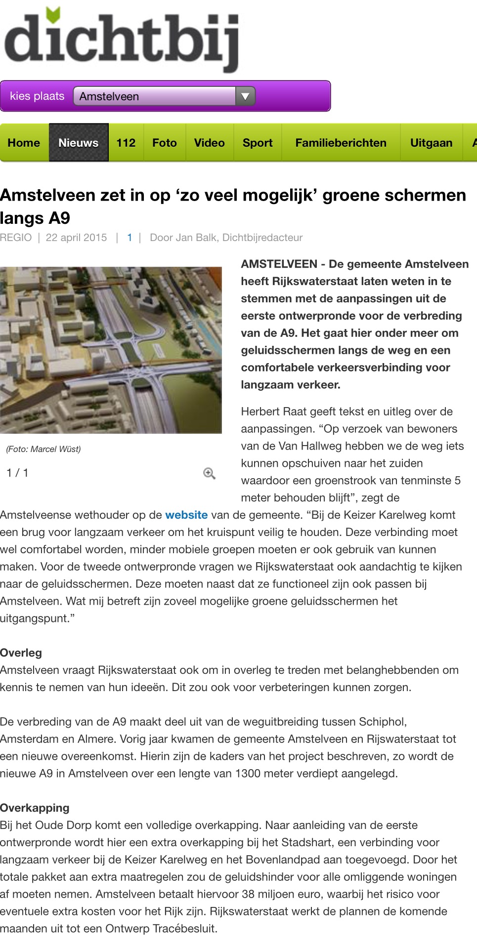 2015-22 april Dichtbij: wethouder Herbert Raat over groene schermen A9