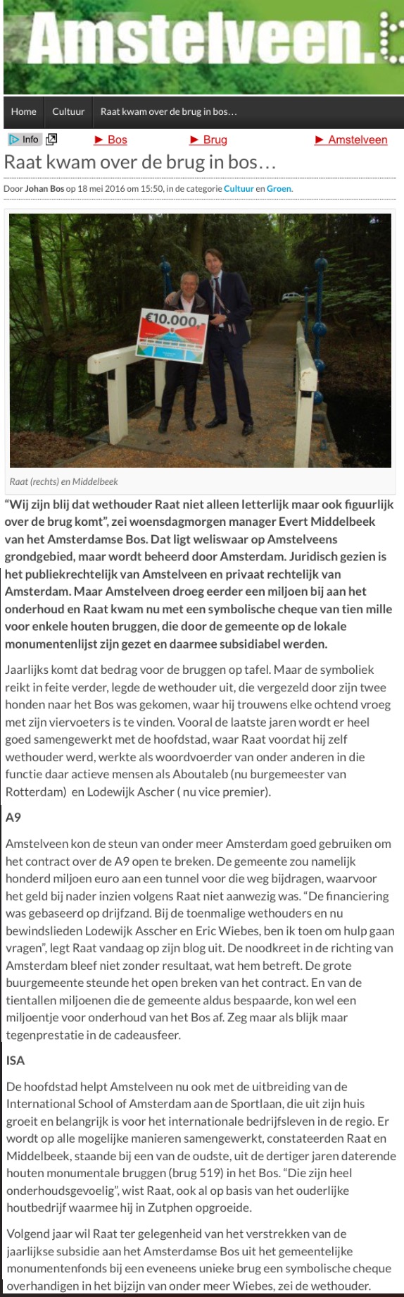 2016-18 mei AmstelveenBlog.nl; Herbert Raat geld voor monumenten Amsterdamse bos