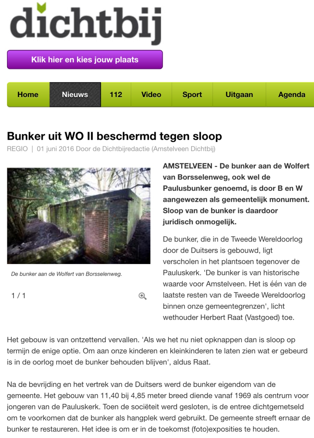 2016 1juni Amstelveen dichtbij bunker