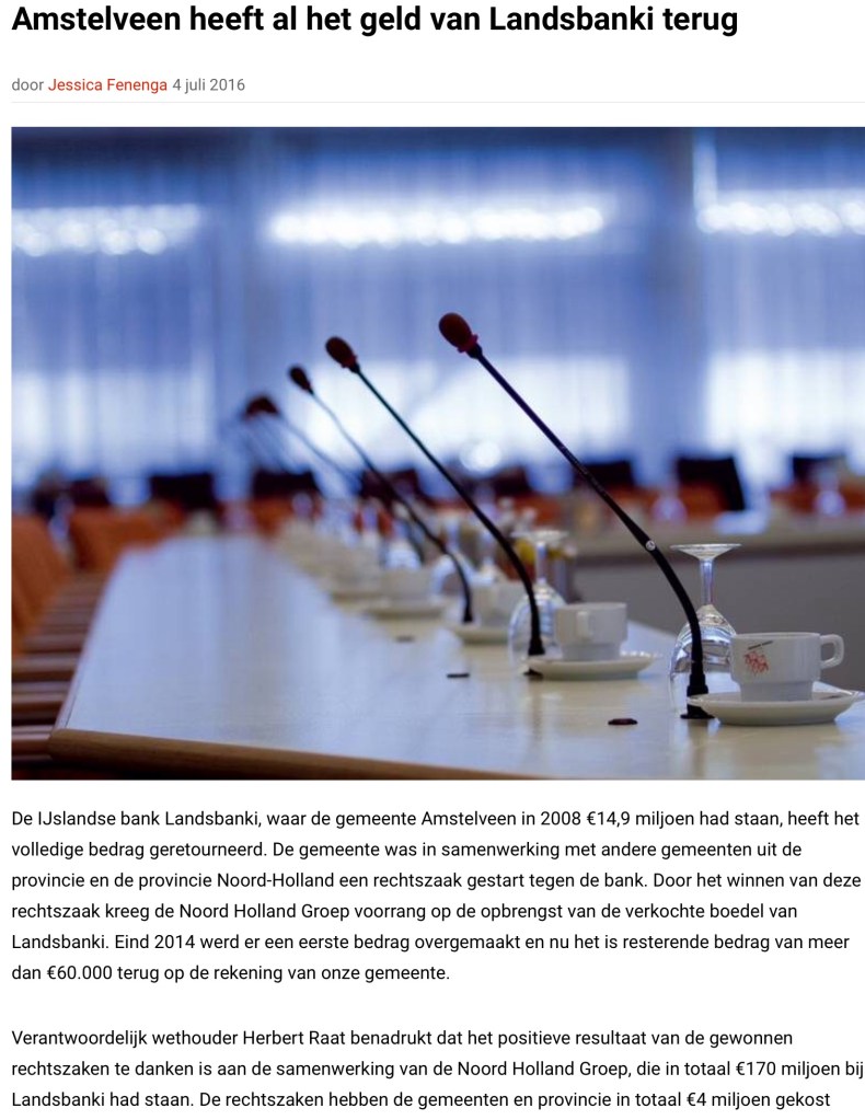 2016-Rtv-Amstelveen Landsbanki; wethouder Herbert Raat VVd